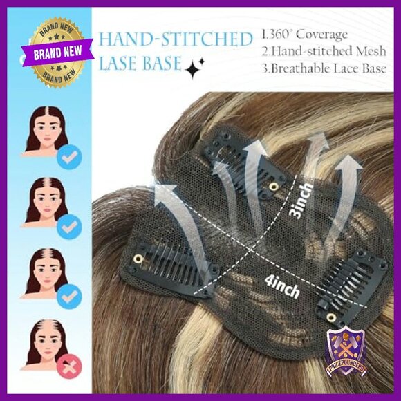 Real Human Hair Topper 7x10cm Swiss Lace Base 30g for Thinning Hair